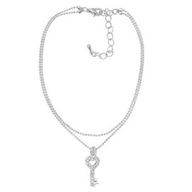 Spinningdaisy Silver Plated High Gloss Key Anklet