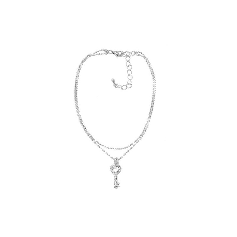 Spinningdaisy Silver Plated High Gloss Key Anklet