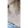 CHANCEAMZ 3MM Wide 14K White Gold Herringbone Necklace,Silve