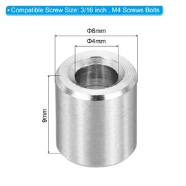 PATIKIL M4 Stainless Steel Spacers, 12Pcs Metal Spacer 4mm ID x 8mm OD x 9mm L Screw Standoff for 3/16" or M4 Screw