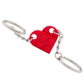 ZARAMI (2 Heart Keychain Set & blue pouch) for Couples Heart Keychain for Boyfriend Girlfriend Small Cute Brick Heart Matching Keychains
