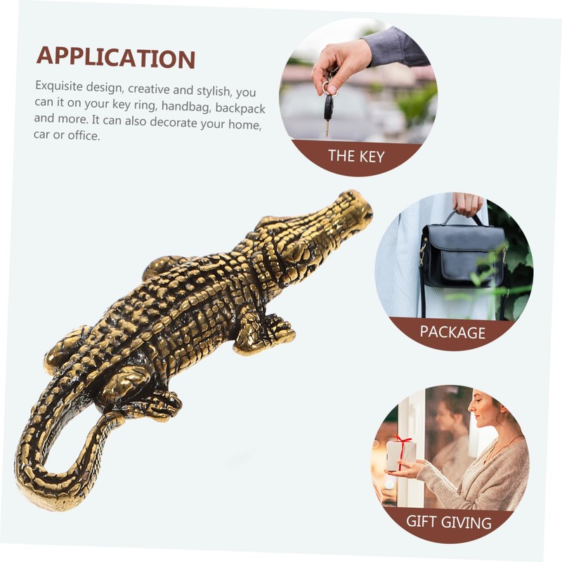 IWOWHERO Crafted Brass Crocodile Keychain Pet Alligator Charm Versatile Bag