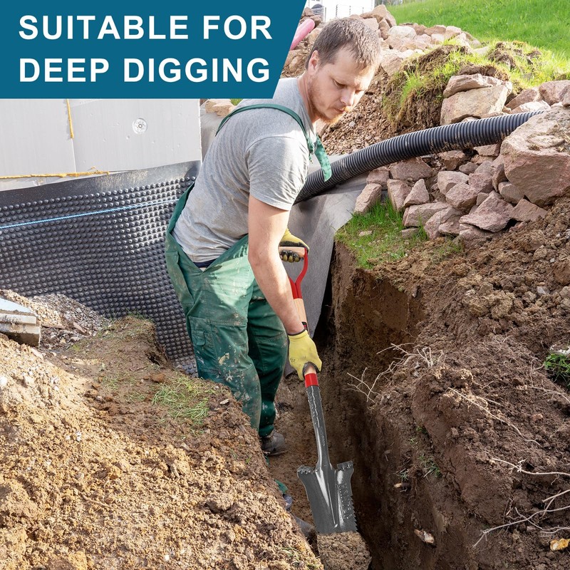 HANTOP Digging Spade and Shovel - Drain, Transplanting, Trenching -