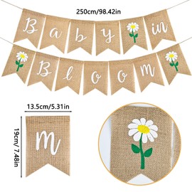 Oslynia 1 Pcs Baby in Bloom Banner, Baby Shower Decorations, Linen Swallowtail Flag Baby Shower Decorations Girls And Boys, General Baby in Bloom