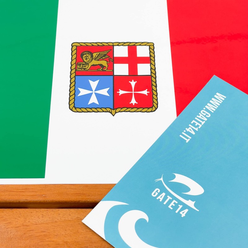 GATE 14 - Italian Flag with Merchant Marine Coat of