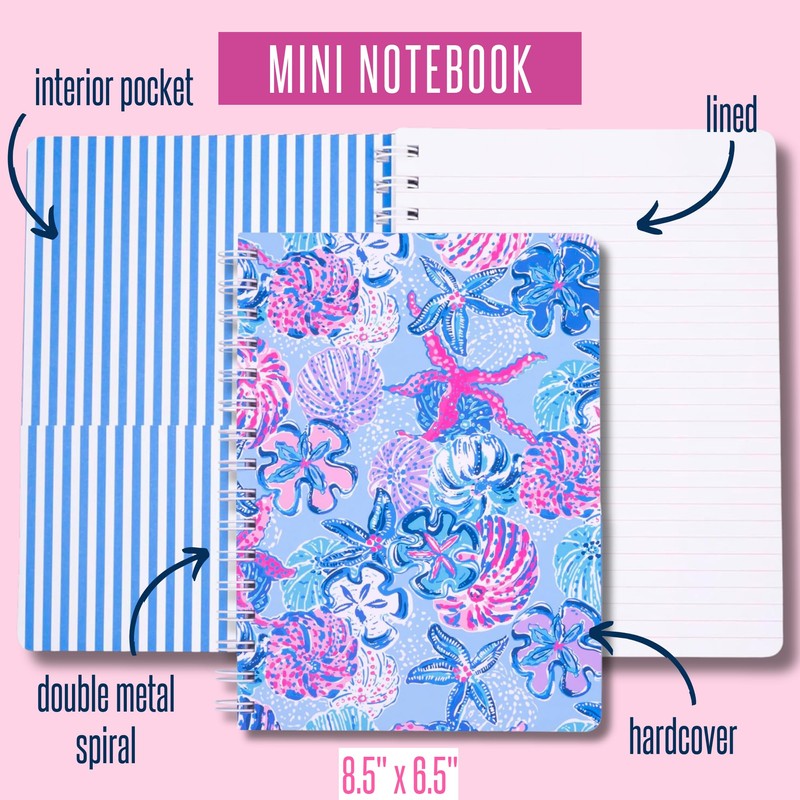 Lilly Pulitzer Hardcover Mini Spiral Notebook, 8.5" x 6.5" Small