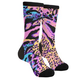 Mouxue Colorful Pink Leopard Camouflage Funny Novelty Crazy Crew Tube Socks, Men'S Women'S Casual Dress Socks