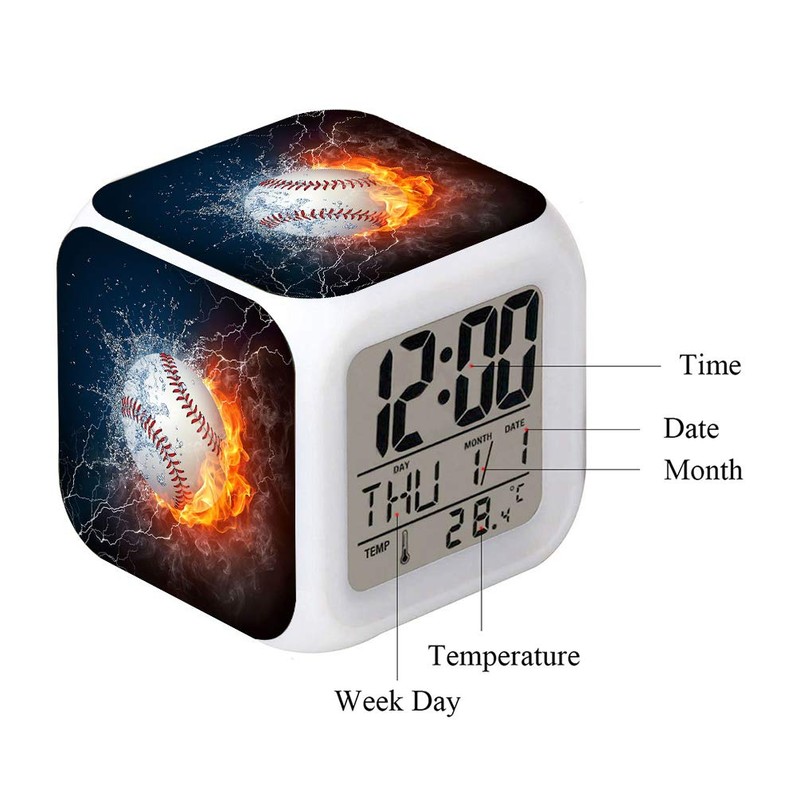 Cointone Led Alarm Clock Baseball Burning Sport Design Creative Desk