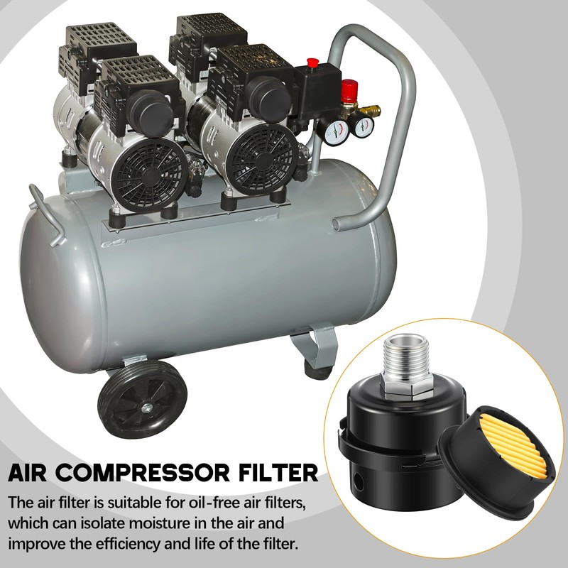 Threlaco 4 Pack Air Compressor Silencer, 1/2'' Air Compressor Intake