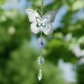 NICENEEDED Butterfly Wind Spinner Hanging Wind Chime Butterfly Ornaments Made of Metal for Outdoor Use 3D Metal Yard Decorations Butterflies Wind Chimes for Garden Decor
