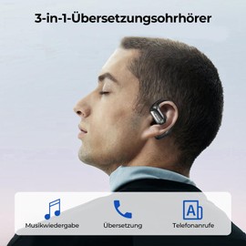 AI Headphones Translator, 3-in-1 Voice Translator Earphones 134 Languages with App, 7 Translation Modes Real Time Translator Headphones, 48H Bluetooth 5.4 Translation Headphones for Learning, Travel