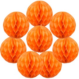 Yosawa 8PCS Honeycomb Flower Balls Tissue Paper Flower Balls Hanging Tissue Paper Honeycomb Balls for Birthday Wedding Party Decoration(ZQ/Orange)