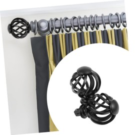 GRIRIW 4sets Curtain Rod Ends White Caps Gunmetal Black Urn Finials Decorative 2pcs*4