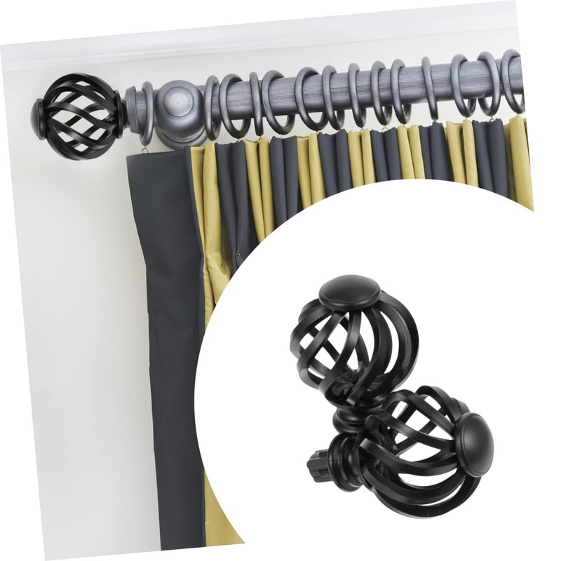 GRIRIW 4sets Curtain Rod Ends White Caps Gunmetal Black Urn