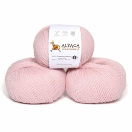 100% Alpaca Yarn Wool Set of 3 Skeins DK Weight - Heavenly Soft and Perfect for Knitting and Crocheting (Baby Pink, DK)
