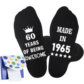 Jeasona 60th Birthday Gifts for Men Born in 1965 Funny Crew Socks Cotton Size 7-13 60th Birthday Gift for Dad Husband Brother Grandpa