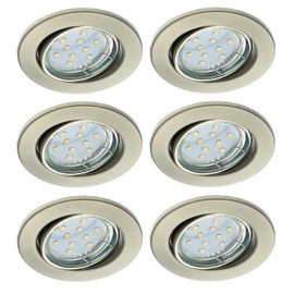 Trango Set of 6 6729-062MOSD LED Recessed Spotlights Dimmable Recessed Spotlights in Matt Nickel Including 6x 3 Levels Dimmable LED Module Only 3 cm Installation Depth Direct 230 Volt Ceiling Light