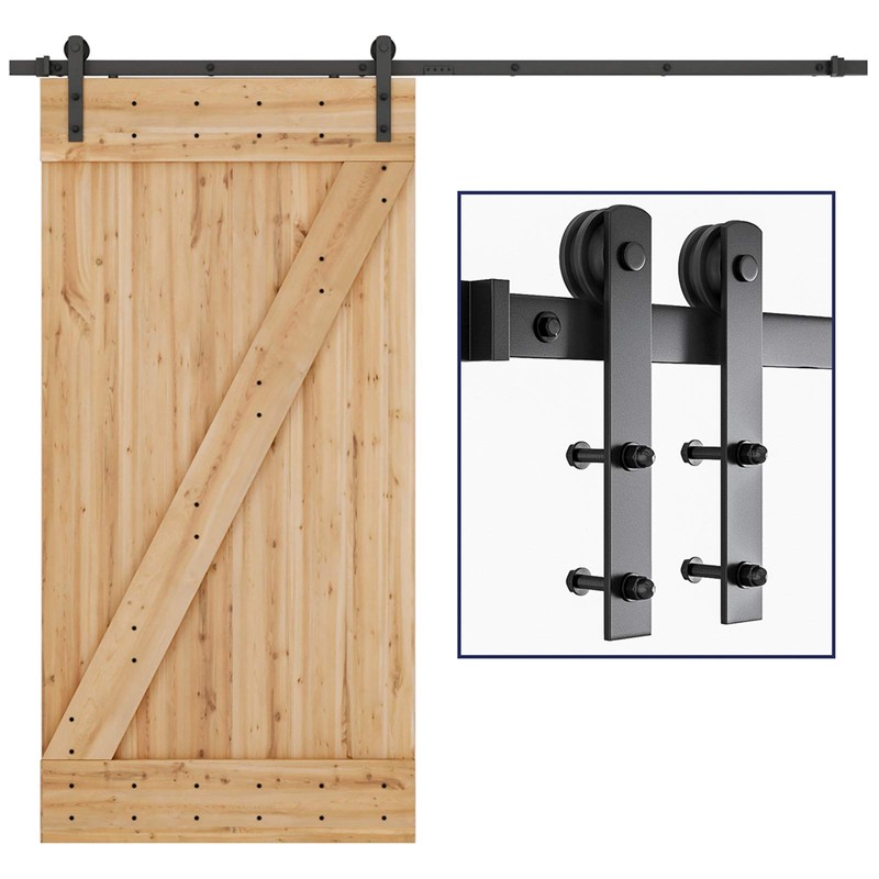 SMARTSTANDARD 8ft Barn Door Hardware Kit, Sliding Door Hardware Kit,