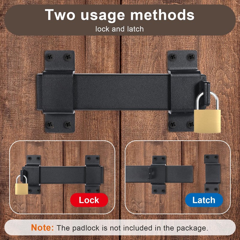 7.5" Sliding Gate Latch, Heavy Duty Door Latch with Padlock