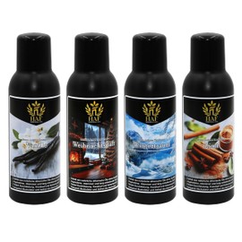 HAF® Saunaaufguss Konzentrat Set Weihnachtszauber | 4 x 100 ml Saunaduft mit Vanille, Weihnachtsduft, Wintertraum, Zimt | Saunaöl aus 100% natürlichen ätherischen Ölen