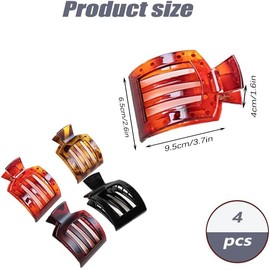 Flat Square Hair Clip, 4Pcs Non-Slip Jaw Clip Hair Claw, Duck Bill Hair Barrettes