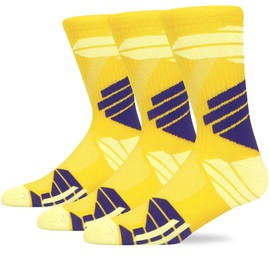 MAKABO Men's Cushioned Athletic Socks 3-Pack, Cushioned Crew Socks with Arch Compression for Sports, 5-8