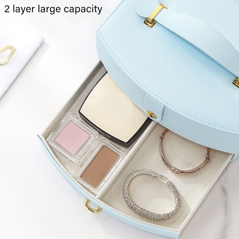Travel Jewelry Case Portable 2 Layers PU Leather Jewelry Storage