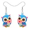 HUAGEO Valentines Day Acrylic Cute Owl Earrings Fun Floral Love