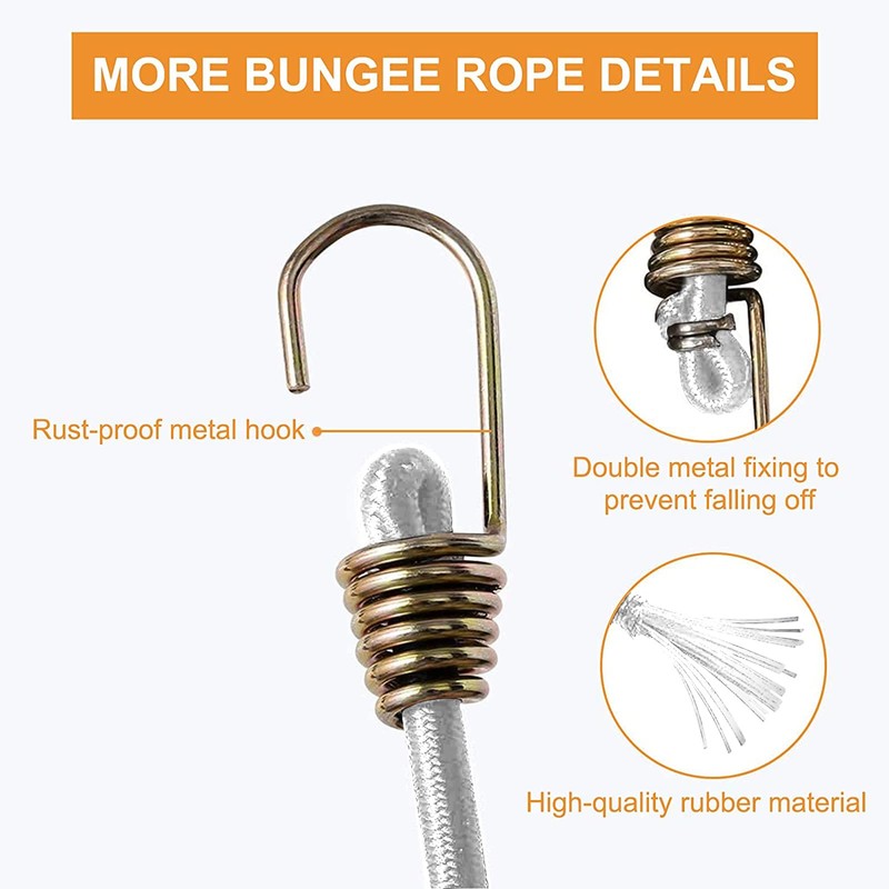 Morobor White Elastic Rope Rubber Strap, 10pcs Mini Bungee Cords