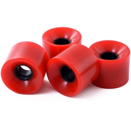 Skateboard Skateboard Wheels, Set of 4, 2.4 inches (60 mm), 78A, Soft Wheels, Longboard Cruiser, Asphalt, For Rough Surfaces, Silent, Sunslow (Red)