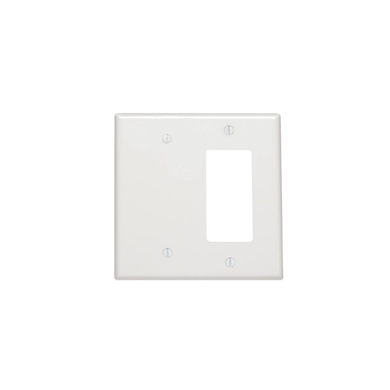 Leviton 2-Gang 1-Blank 1-Decora/GFCI Combination, Midway Size, Thermoset, 80608-W, White