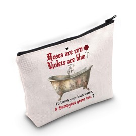 Saltburn Cosmetic Makeup Bag Saltburn Movie Merch Funny Saltburn Gift Bathtub Scene Gift Iconic Movie Moment Zipper Pouch Bag (CANVAS, Rose Blue)