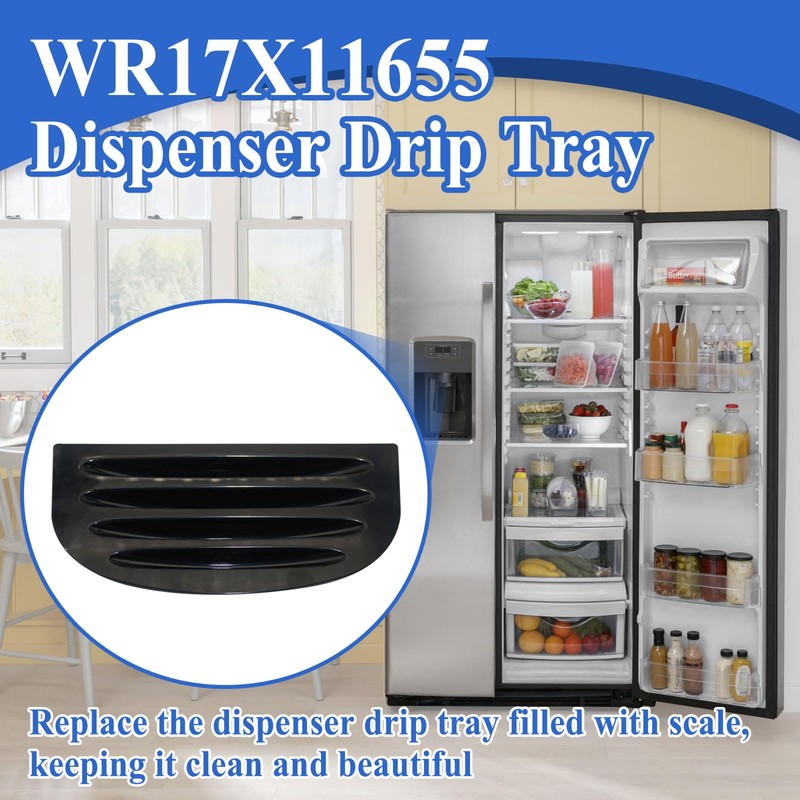 WR17X11655 Refrigerator Water Drip Tray Replacement, WR17X10895, AP3775570, PS964306, Black