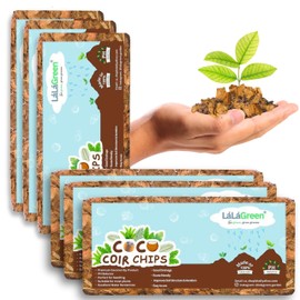 LaLaGreen Coconut Coir Chips for Plants (6 Pack, 500g) Indoor Herb Garden Seedling and Plant, Outdoor Planting Soil Vegetable Flower Orchids, Organic Compressed Coco Fiber Husk Chips Brick Peat Moss