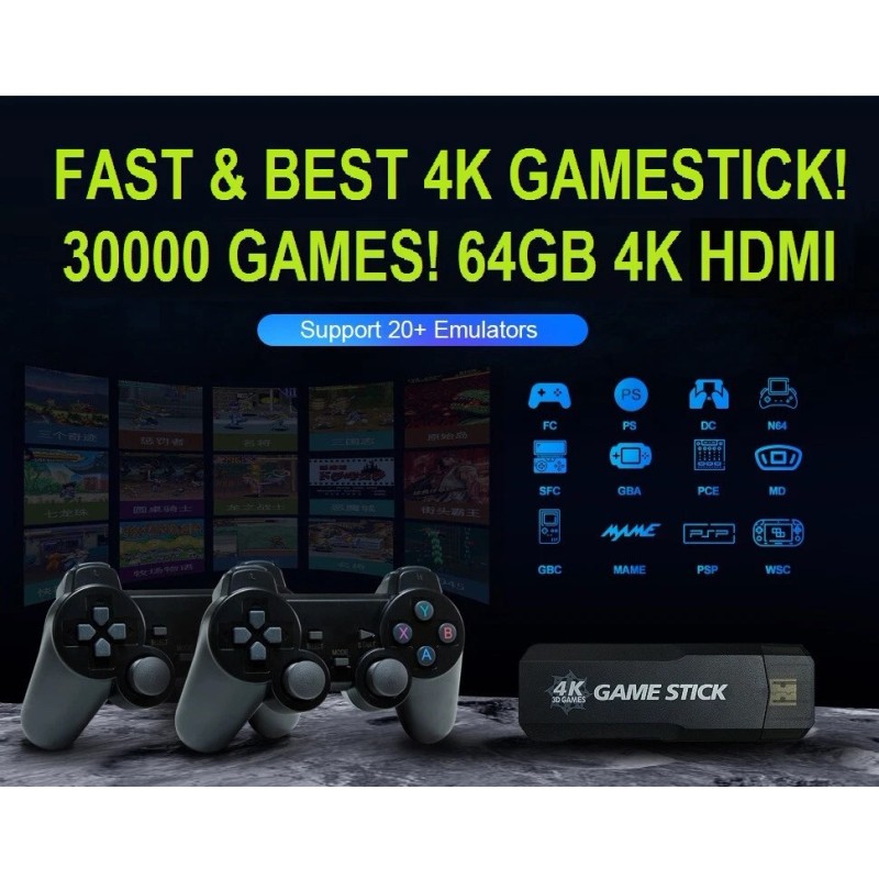 Ampown Retro GD10 30000+ Games 4K HDMI Plug/Play 2 Wireless