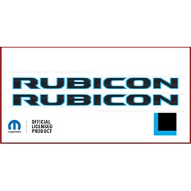Decal Mods Rubicon Hood Graphic Vinyl Decal fits Jeep Rubicon/Gladiator JL/JT (2018-2024) Black w/Light Blue Outline FBLTBLUO (Set of 2) | FJ4A3