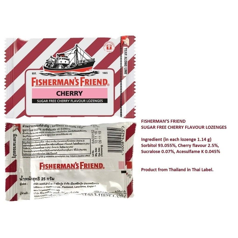 Fisherman's Friend Cherry Sugar-Free Lozenges 25g, (Pack of 6)