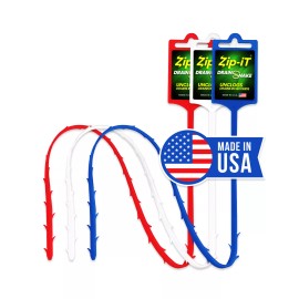 ZIP-IT RWB ZIP IT DRAIN CLEANER, 3-Pack Plastic Drain Stick Hair Clog Remover, drain snake