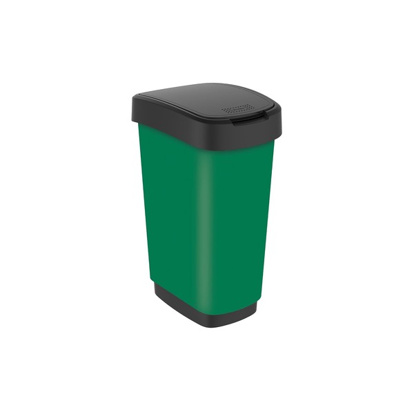 Rotho Twist Bin 25 L with Lid, Plastic (PP) BPA-Free, Green, 25 L (33.3 x 25.2 x 47.6 cm)
