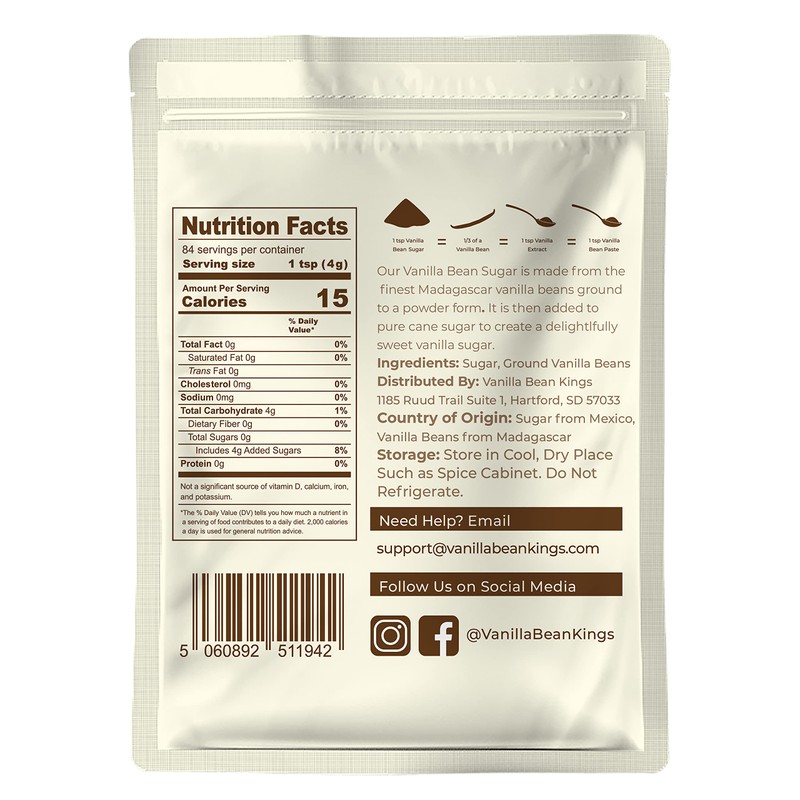 Pure Vanilla Bean Sugar - Made with Real Madagascar Pods