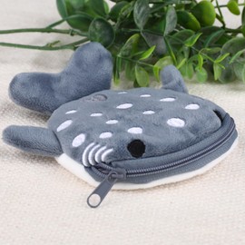 WLLHYF Shark Coin Purse Cute Small Purse Plush Cartoon Cosmetics Bag Animal Zipper Keychain Change Mini Headphone Bag Funny Novelty Coin Bag, gray, 567821_1+cute wallet