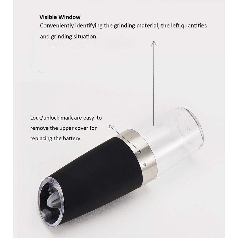 Gravity Electric Salt and Pepper Grinder Set, Battery Operated, Automatic