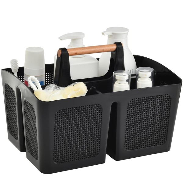 HAUNDRY Portable Shower Caddy Basket with Compartments, Plastic Divided Cleaning