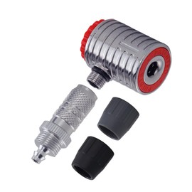 711L Presta Air Chuck - Precision Gauge Inflator Attachment for Presta Valve Bicycle Tires - Red