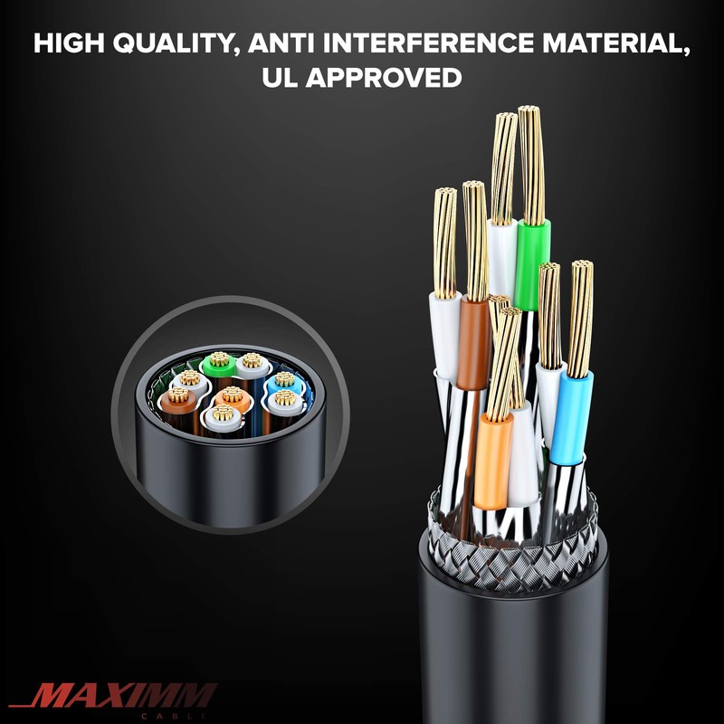 maximm Cat7 Cable de Ethernet, RJ45 Conectores Dorados, 600 MHz,