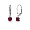 Sterling Silver Created Ruby 6mm Round Leverback Dangle Earrings for