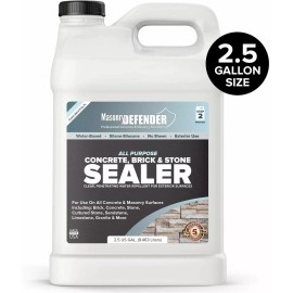 MasonryDefender All Purpose Concrete, Brick & Stone Sealer, Clear Penetrating Water Repellent...