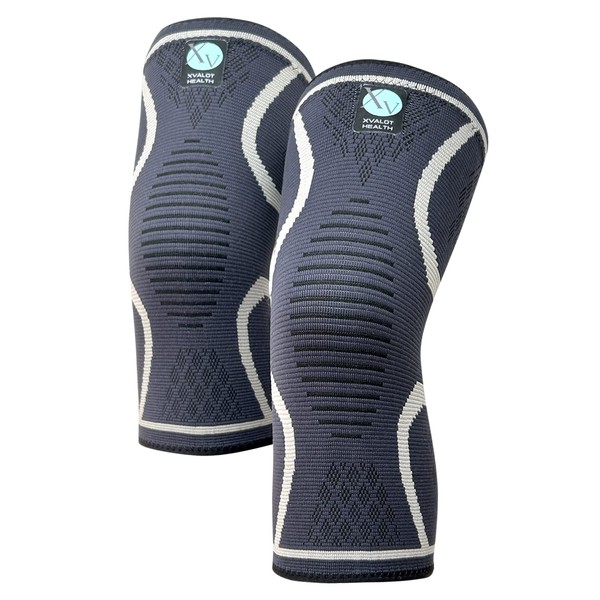 XVALOT HEALTH - Knee Brace - Knee Support for Meniscus and Ligaments - 2 Pack Compression Sports Gym Running and Walking Injury Osteoarthritis Condropatient Patella Meniscus and Ligaments (S)