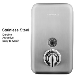 VANNSOO Commercial Wall Mount Stainless Steel Foaming Soap Dispenser, 40 oz (1200ml) Industrial Refillable Foam Hand Sanitizer Dispensers for Bathroom and Kitchen