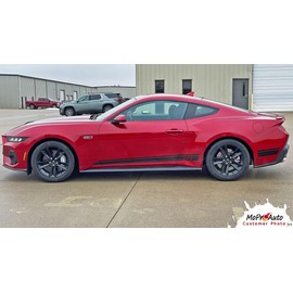 Original Coast : Compatible with 2024-2025 Ford Mustang GT Rocker Panel Side Door Stripes Vinyl Graphics Kit (Fits GT Model as Shown) (131 Satin Gold Metallic – Wet Install)